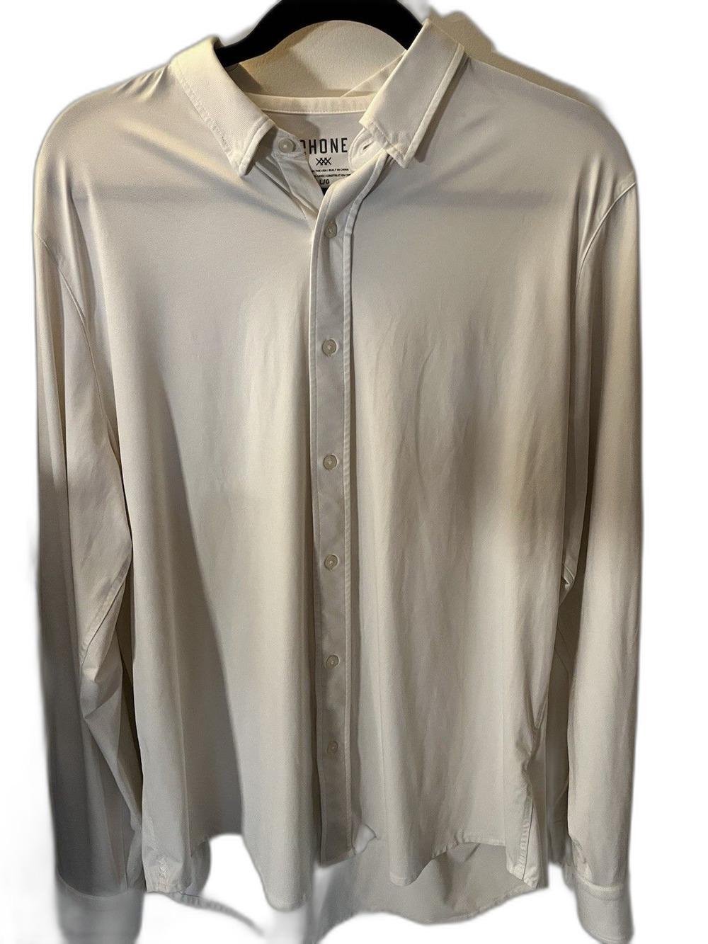 Men’s Rhone Slim Fit State Of Mind Button Down Shirt Solid White Size L